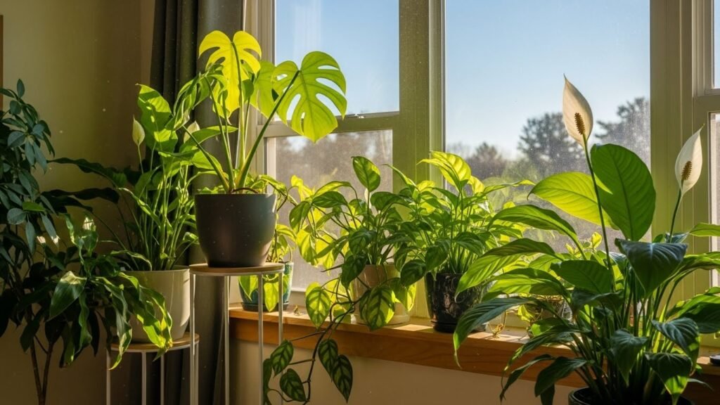 healthy indoor plants with proper watering