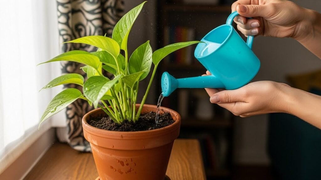 watering indoor plants correctly to avoid overwatering