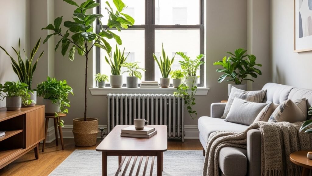 Indoor plants affected by apartment heating in winter