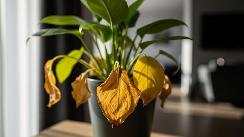 Yellow leaves on indoor plants during winter